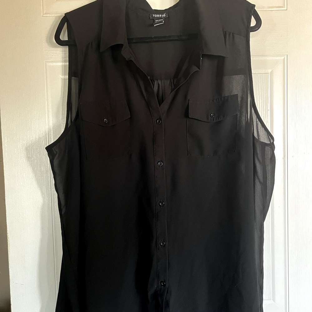 Torrid , size 3 (20), black sheer, sleeveless shirt. Used